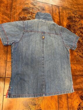 Vintage Denim Button-Down Shirt - Blue
